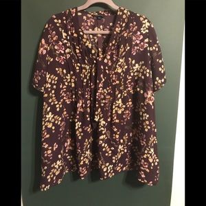 Lands’ End 24W Blouse Tie Front Flutter Sleeve